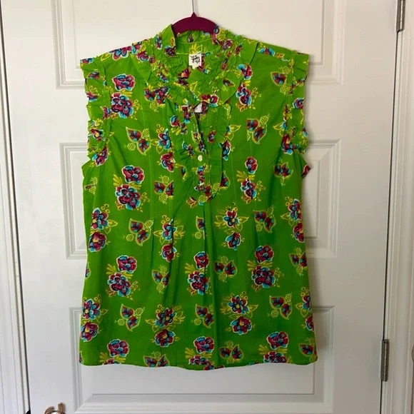 NWT Ivy Jane Floral Green Sleeveless Top - Picture 1 of 6